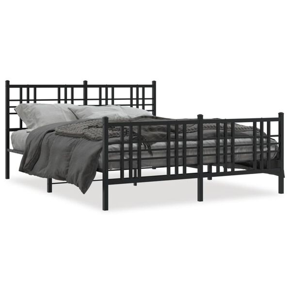 vidaXL Cadre de lit m&eacute;tal sans matelas avec pied de lit noir 160x200cm