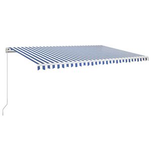 vidaXL Auvent manuel r&eacute;tractable avec LED 500x350 cm Bleu et blanc
