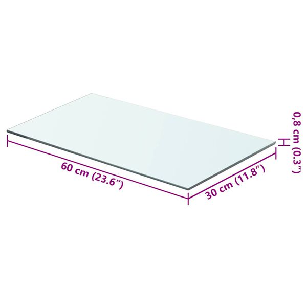 vidaXL Panneau pour &eacute;tag&egrave;re Verre transparent 60 x 30 cm
