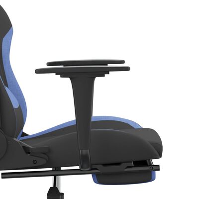 vidaXL Chaise de jeu avec repose-pied Noir et bleu Tissu