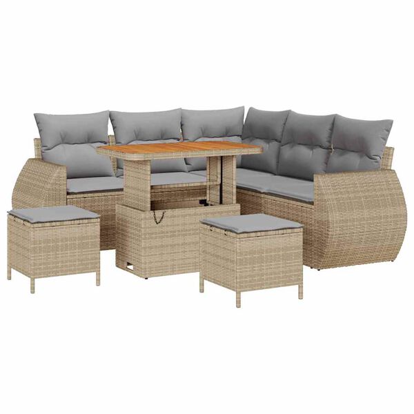 vidaXL Ensemble de canap&eacute; de jardin 8 pcs beige et gris clair