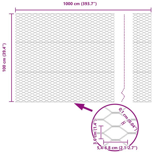 vidaXL Clôture hexagonale Vert 1 x 10 m Acier