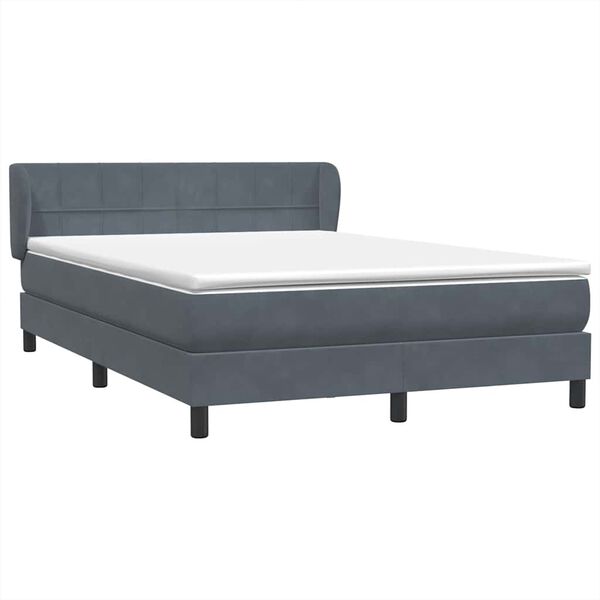 vidaXL Sommier &agrave; lattes de lit et matelas gris fonc&eacute; 140x220cm velours