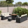 vidaXL Ensemble de canap&eacute; de jardin 9 pcs Noir et Cr&egrave;me Poly Rattan