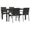 vidaXL Ensemble &agrave; manger de jardin coussins 5pcs Noir R&eacute;sine tress&eacute;e