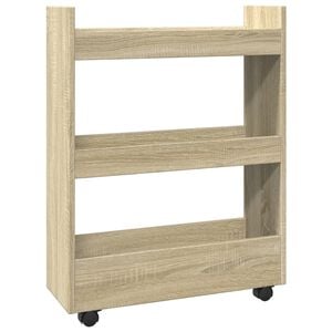 vidaXL Chariot de rangement &eacute;troit 3 niveaux ch&ecirc;ne sonoma