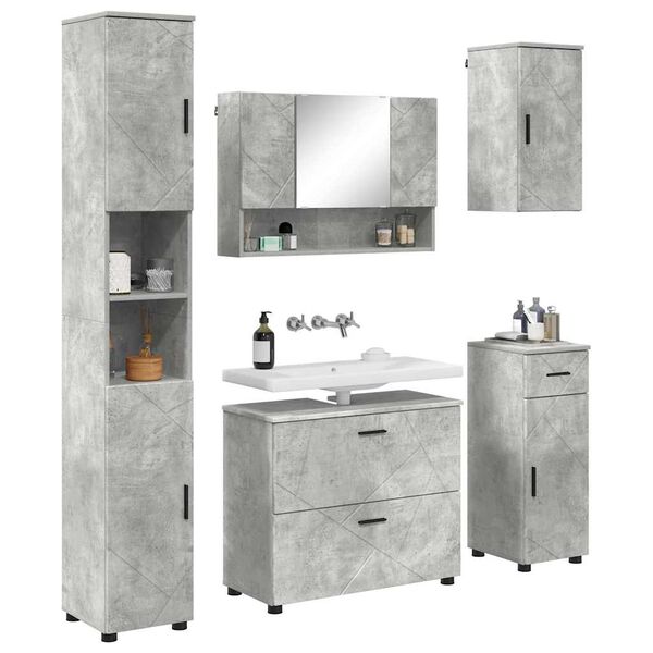 vidaXL Ensemble de mobilier de salle de bain 5 pcs Gris b&eacute;ton