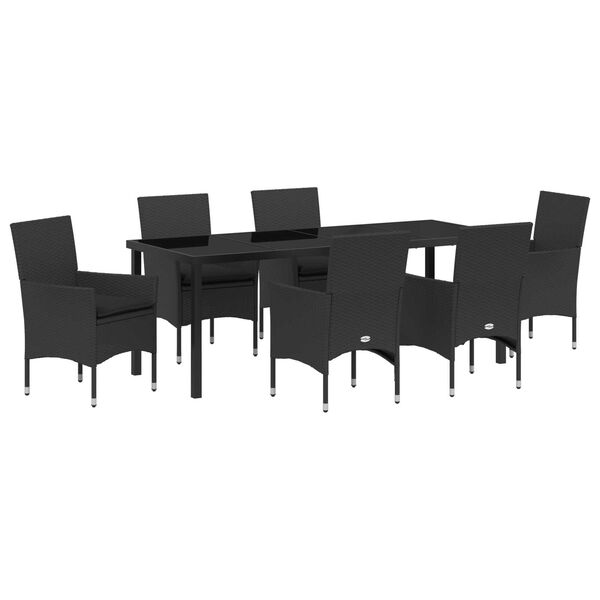 vidaXL Ensemble de salle &agrave; manger pour jardin 7 pcs Noir polyrotin