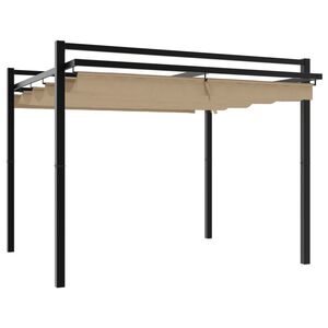 vidaXL Tonnelle de jardin avec toit r&eacute;tractable taupe 3x3 m aluminium