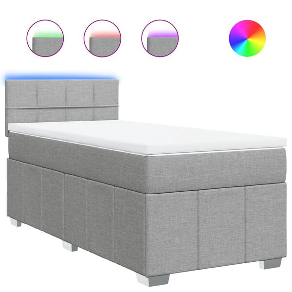 vidaXL Sommier &agrave; lattes de lit avec matelas Gris clair 90x200 cm Tissu