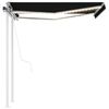 vidaXL Auvent automatique capteur de vent et LED 3x2,5 m Anthracite