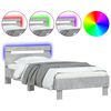 vidaXL Cadre de lit sans matelas avec lumi&egrave;res LED gris b&eacute;ton 90x190cm