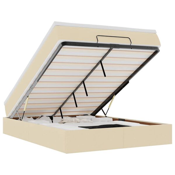 VidaXL Cadre de lit ottoman avec matelas cr&egrave;me 140x190 cm tissu