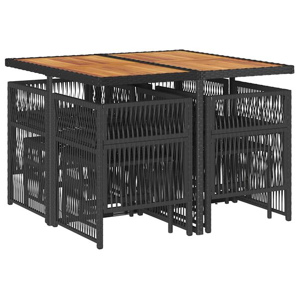 vidaXL Ensemble &agrave; manger de jardin 9pcs coussins noir r&eacute;sine tress&eacute;e