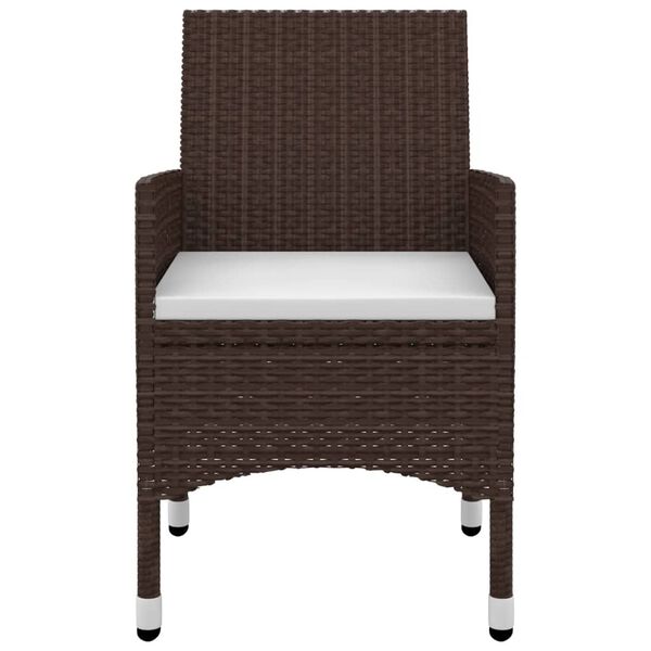 vidaXL Ensemble &agrave; manger de jardin coussins 3 pcs R&eacute;sine tress&eacute;e Verre