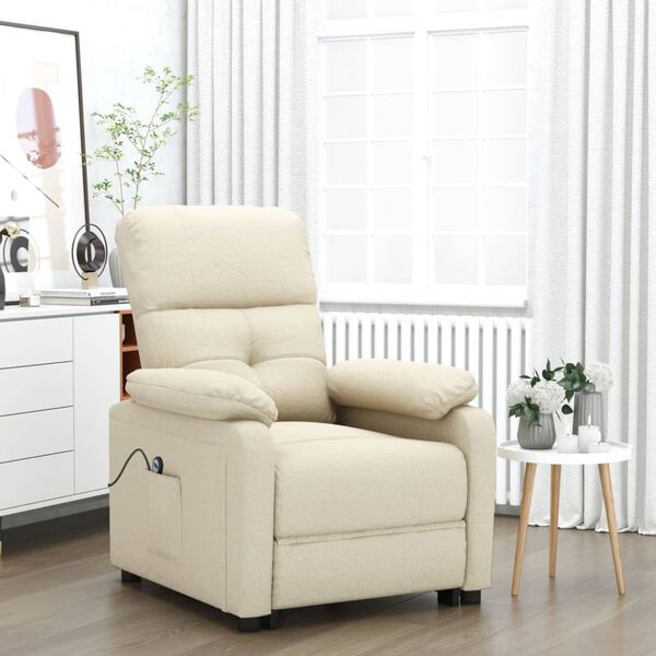 vidaXL Fauteuil Cr&egrave;me Tissu