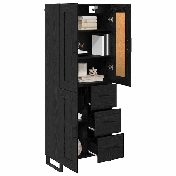 vidaXL Haut Armoire Ch&ecirc;ne noir 69,5 x 34 x 180 cm Bois d'ing&eacute;nierie