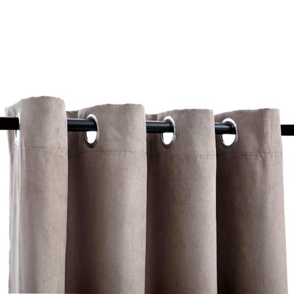 vidaXL Rideaux occultants avec anneaux en m&eacute;tal 2 pcs Taupe 140x225 cm