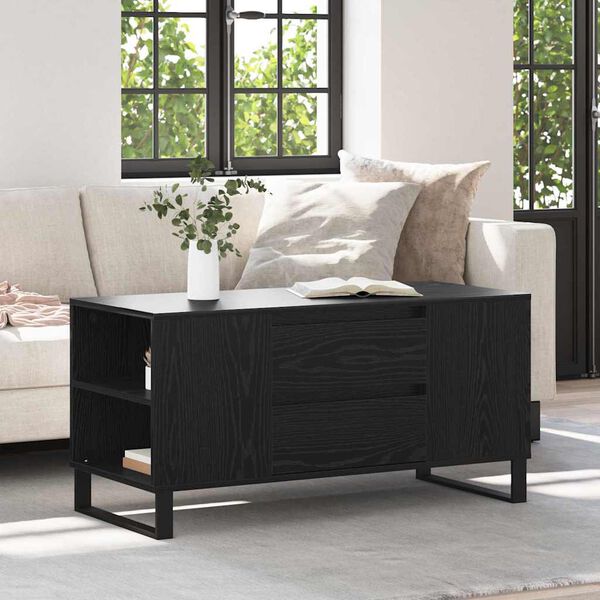 vidaXL Table basse Ch&ecirc;ne noir 102 x 44,5 x 50 cm Bois d'ing&eacute;nierie