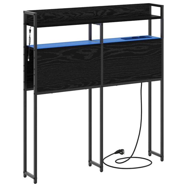 vidaXL T&ecirc;te de lit avec &eacute;tag&egrave;re Ch&ecirc;ne noir 90 cm Bois d'ing&eacute;nierie