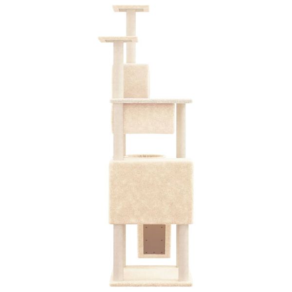 vidaXL Arbre &agrave; chat avec griffoirs en sisal Cr&egrave;me 168 cm