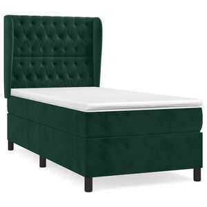 vidaXL Sommier &agrave; lattes de lit avec matelas Vert fonc&eacute; 90x200 cm