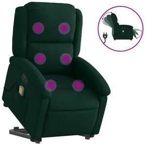 vidaXL Fauteuil inclinable de massage &eacute;lectrique vert fonc&eacute; velours