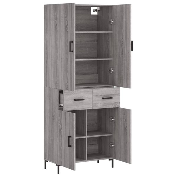 vidaXL Buffet haut Sonoma gris 69,5x34x180 cm Bois d'ing&eacute;nierie