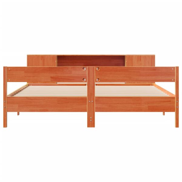vidaXL Lit biblioth&egrave;que sans matelas cire marron 180x200 cm pin massif
