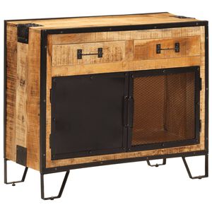 vidaXL Buffet 80x31x66 cm bois de manguier brut massif et m&eacute;tal