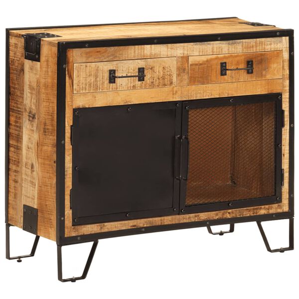 vidaXL Buffet 80x31x66 cm bois de manguier brut massif et métal