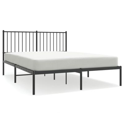 vidaXL Cadre de lit métal avec tête de lit noir 140x200 cm