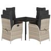 vidaXL Ensemble &agrave; manger de jardin et coussins 5 pcs gris clair rotin