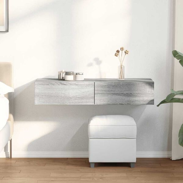 vidaXL &Eacute;tag&egrave;re murale avec tiroirs sonoma gris bois d'ing&eacute;nierie