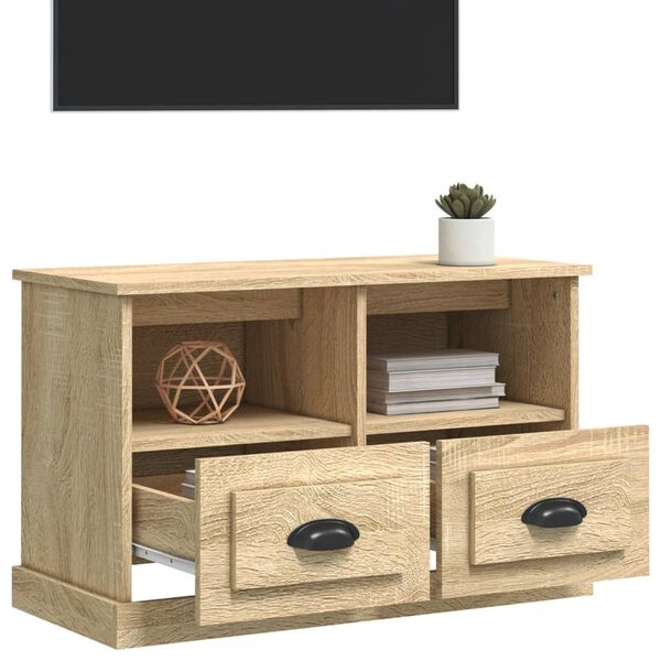 vidaXL Meuble TV ch&ecirc;ne sonoma 80x35x50 cm bois d'ing&eacute;nierie