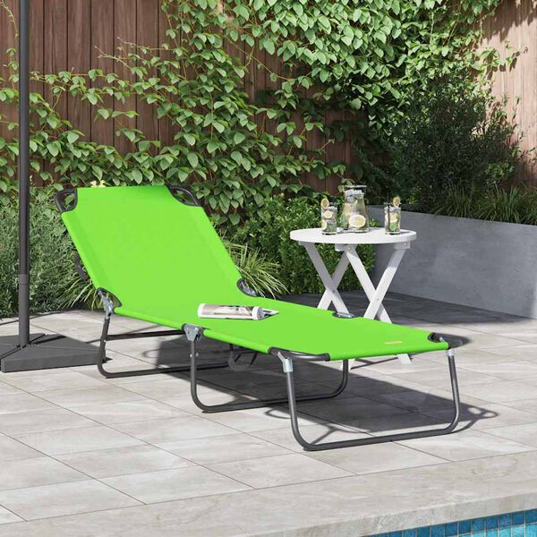 vidaXL Chaise longue pliante 1-personne Vert 56 x 189 x 87 cm tissu