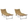 vidaXL Transat pliant avec coussin 2 pcs Beige