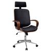 vidaXL Chaise de bureau avec appuie-t&ecirc;te Bois cintr&eacute; Similicuir