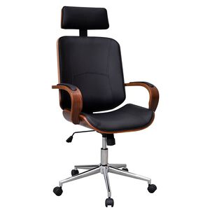 vidaXL Chaise de bureau avec appuie-t&ecirc;te Bois cintr&eacute; Similicuir