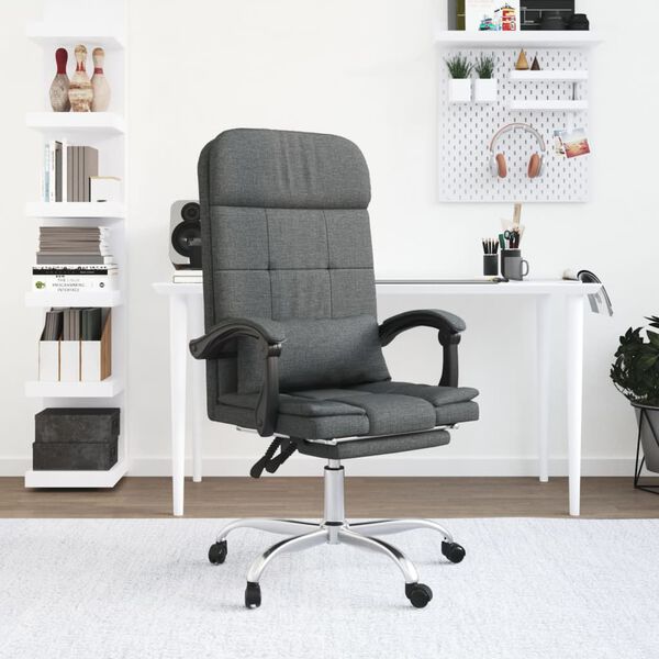 vidaXL Fauteuil de massage inclinable de bureau Gris foncé Tissu