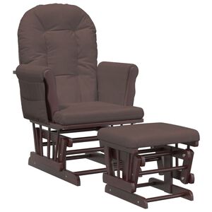 vidaXL Chaise ber&ccedil;ante avec repose-pied Marron Tissu