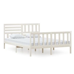 vidaXL Cadre de lit sans matelas blanc bois massif 140x200 cm