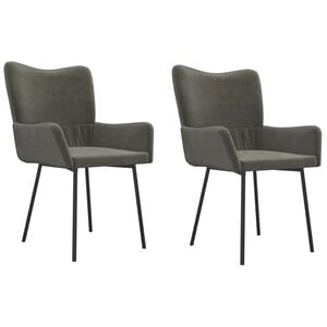 vidaXL Chaises &agrave; manger lot de 2 Gris fonc&eacute; Velours