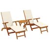 vidaXL Chaise longue inclinable et pliable 3 pc Bois d'Acacia Massif