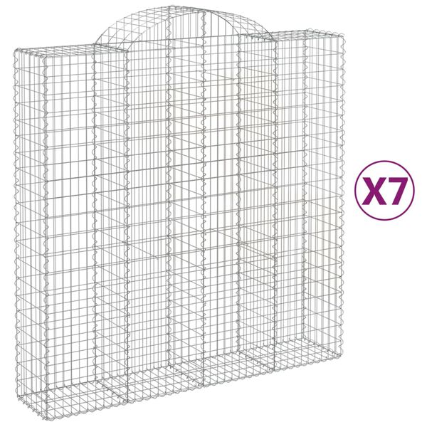 vidaXL Paniers à gabions arqués 7 pcs 200x50x200/220 cm Fer galvanisé