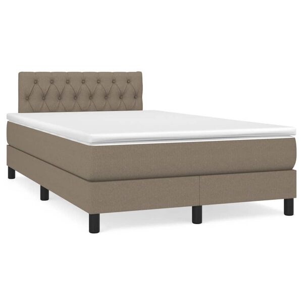 vidaXL Sommier &agrave; lattes de lit matelas et LED taupe 120x190 cm tissu