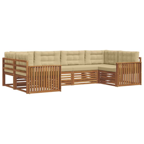 vidaXL Ensembles de canap&eacute;s avec coussin 6 pcs Naturel et Beige