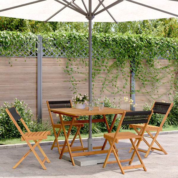 vidaXL Ensemble &agrave; manger de jardin 5pcs noir polypropyl&egrave;ne bois massif
