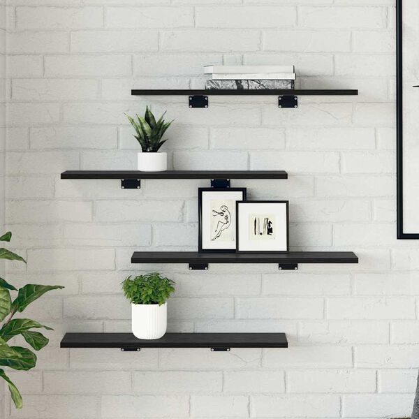 vidaXL &Eacute;tag&egrave;re &agrave; livres 4 pcs Noir 60 x 20 x 1,5 cm Bois d'ing&eacute;nierie