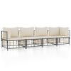 vidaXL Salon de jardin 4 pcs avec coussins anthracite r&eacute;sine tress&eacute;e